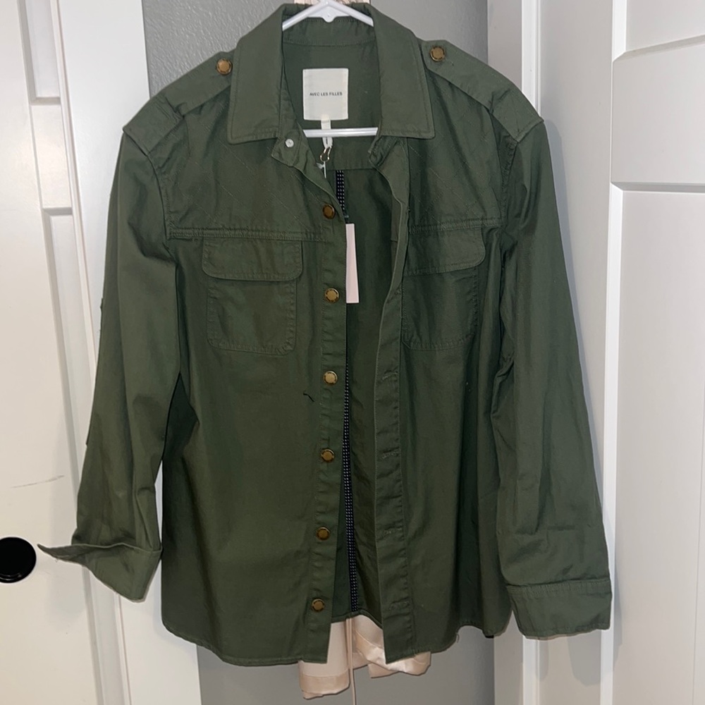 Avec Les Filles army green light jacket